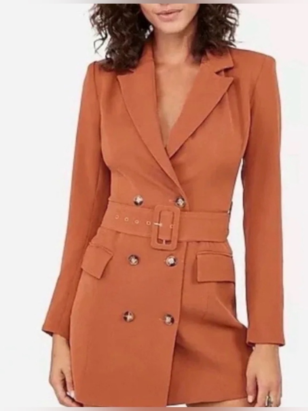 House of Harlow 1960 M Rust Orange Double Breasted Blazer Dress